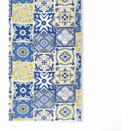 Runner Non-slip Kitchen Rug - Washable Runner, Blue and Yellow Majolica Pattern, Modern Design - Made in Italy