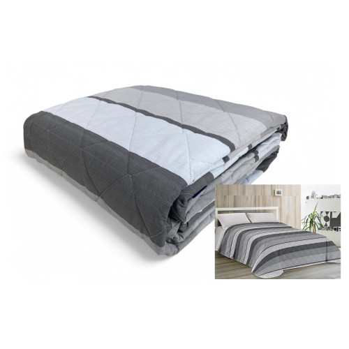 Edredón Kot Light de Rayas Grises - Edredón Primavera Verano - 100% Algodón - Hipoalergénico - Made in Italy