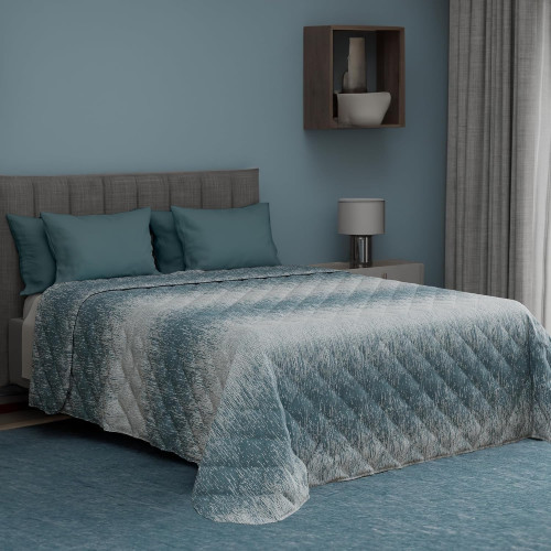 Kot Bollicine Teal Light Quilt - Tagesdecke Frühling Sommer aus atmungsaktiver Baumwolle - Hypoallergen