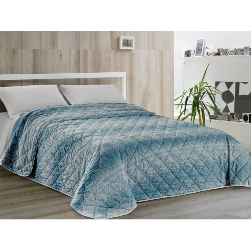 Kot Bollicine Teal Steppdecke - Detail aus Baumwollstoff und elegante Steppung