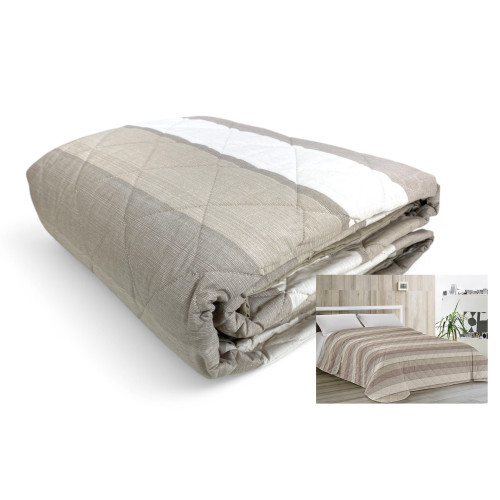 Trapuntino Leggero Kot Riga Beige - Quilt Primaverile Estivo - Cotone 100% - Anallergico - Made in Italy