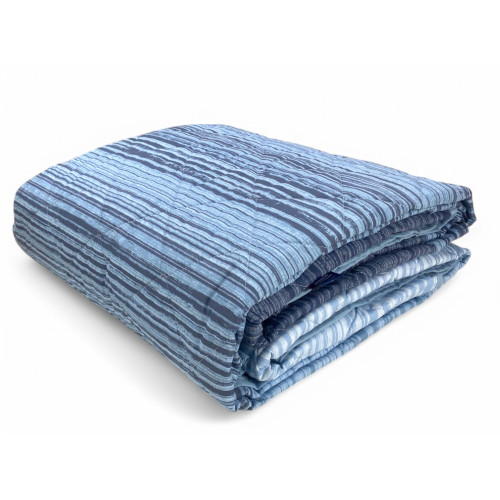 Bleu Kot Stripe Light Quilt - Printemps Eté Couette - 100 % Coton - Hypoallergénique - Fabriqué en Italie