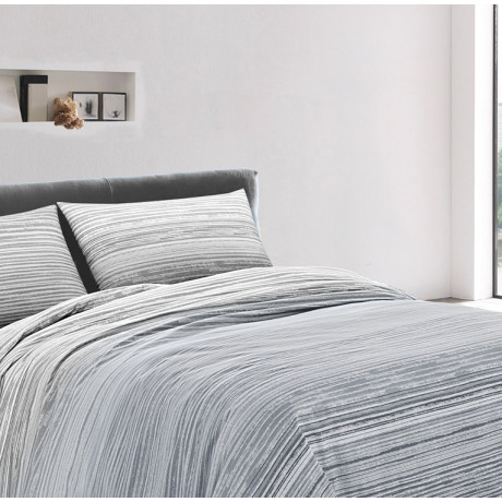 Kot Stripe Grey Quilt - Spring Summer Quilted Bedspread - 100% Cotton - Made in Italy