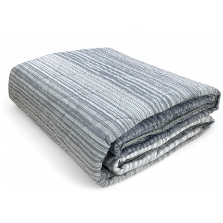 Kot Stripe Grey Quilt - Spring Summer Quilted Bedspread - 100% Cotton - Made in Italy