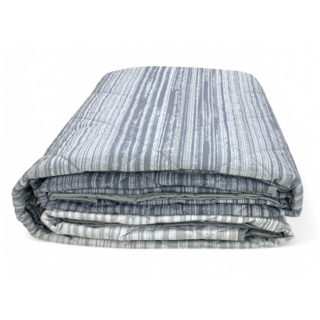 Kot Stripe Grey Quilt - Spring Summer Quilted Bedspread - 100% Cotton - Made in Italy