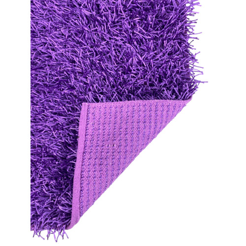 Modern Lilac Purple Shaggy Rug - 6 cm Long Pile - Non-Slip, 12 Sizes - Hand-Knotted