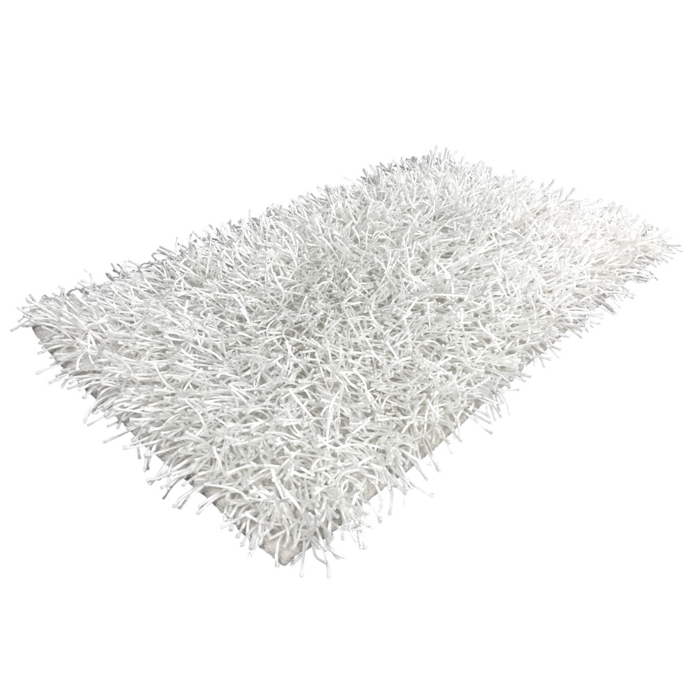 Moderner weißer Shaggy Teppich - Flor 6 cm lang - rutschfest, 12 Größen - handgeknüpft, weich und widerstandsfähig