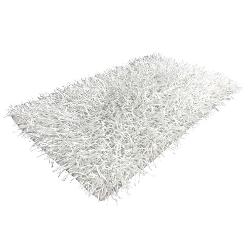 Moderner weißer Shaggy Teppich - Flor 6 cm lang - rutschfest, 12 Größen - handgeknüpft, weich und widerstandsfähig