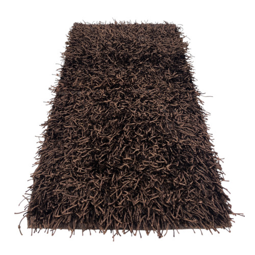 Modern Brown Shaggy Rug – Pile 6 cm, Non-Slip, 12 Sizes – Polyester/Cotton – Made in India