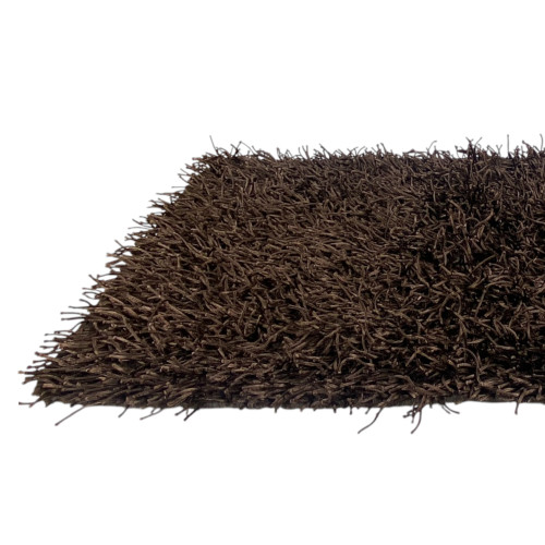 Tapis Shaggy marron moderne – Velours 6 cm, antidérapant, 12 tailles – Polyester/Coton – Fabriqué en Inde