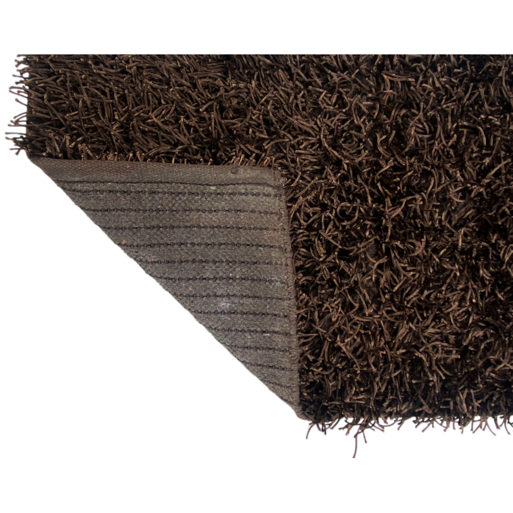 Tapis Shaggy marron moderne – Velours 6 cm, antidérapant, 12 tailles – Polyester/Coton – Fabriqué en Inde