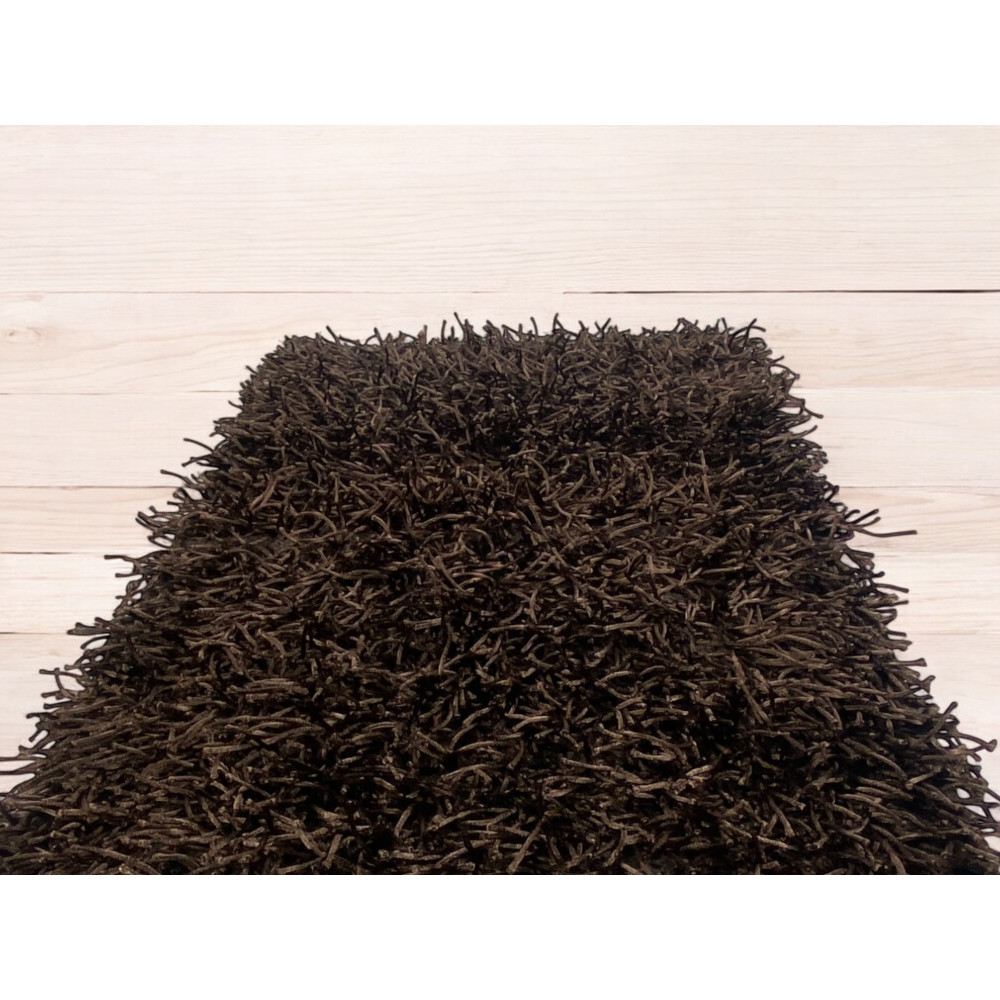 Alfombra peluda marrón moderna – Pelo 6 cm, antideslizante, 12 tallas – Poliéster/Algodón – Hecho en la India