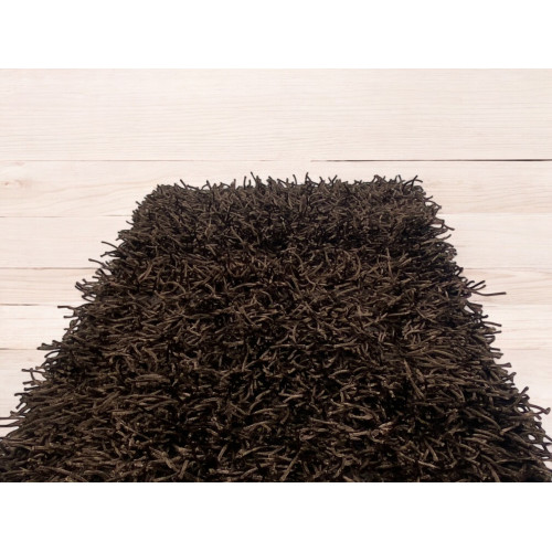 Moderner brauner Shaggy Teppich – Flor 6 cm, rutschfest, 12 Größen – Polyester/Baumwolle – Made in India