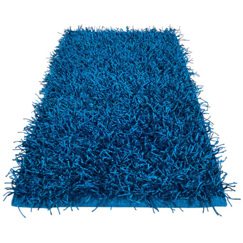 Tapis Shaggy bleu moderne - poil long de 6 cm - antidérapant, 12 tailles - noué à la main, doux et résistant