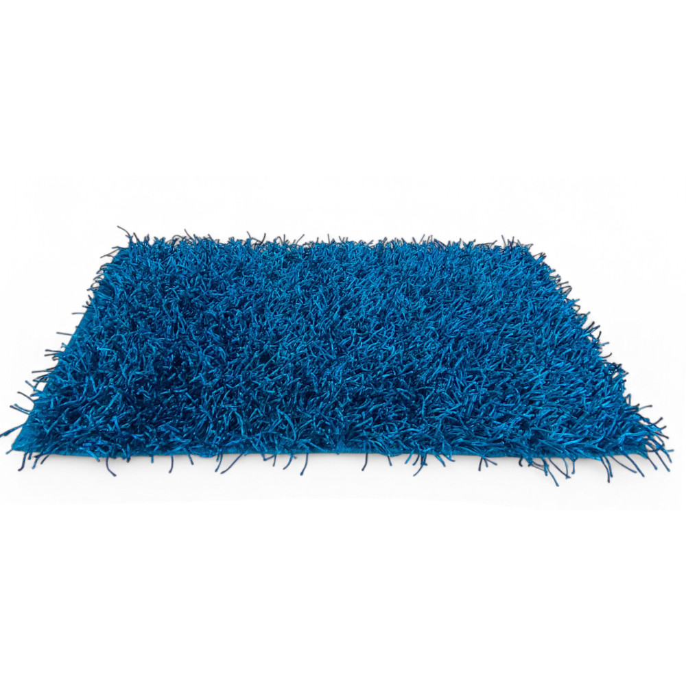 Tappeto Shaggy Blu Moderno - Pelo Lungo 6 cm - Antiscivolo, 12 Misure - Annodato a Mano, Soffice e Resistente