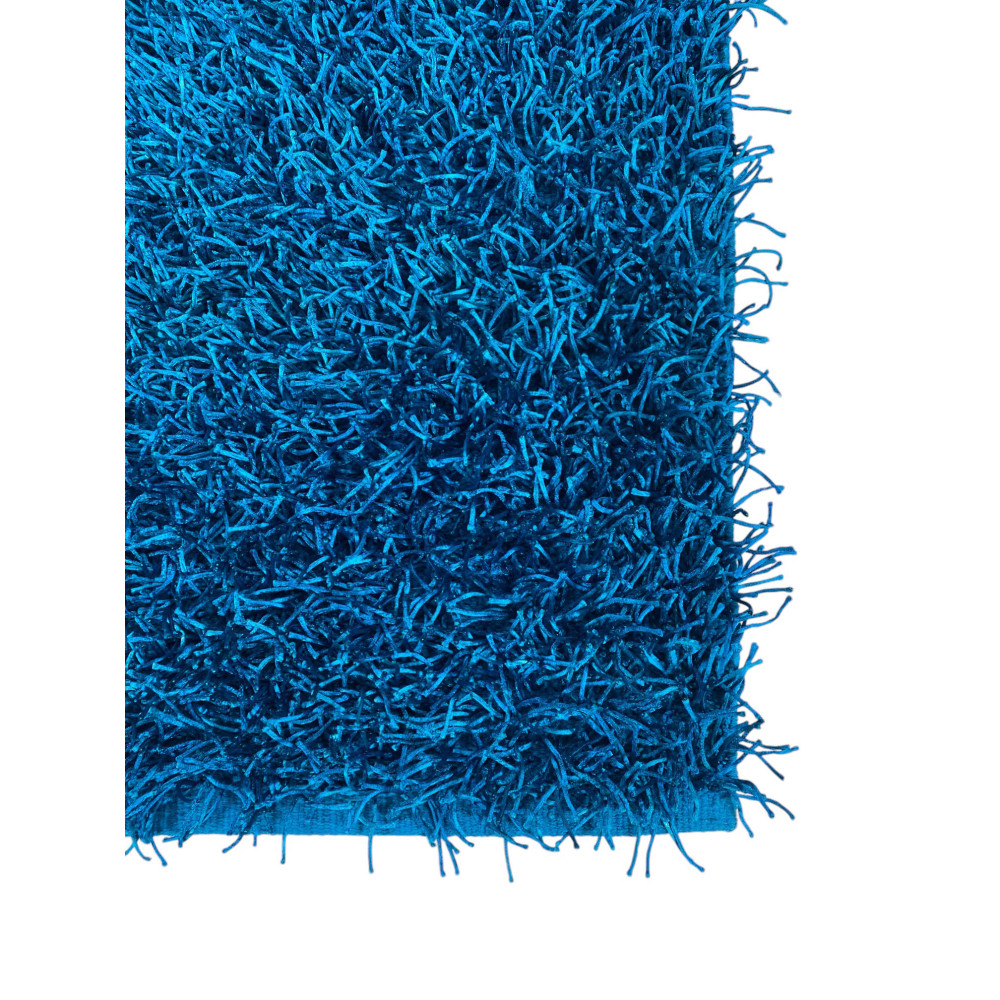 Modern Blue Shaggy Rug - 6 cm Long Pile - Non-Slip, 12 Sizes - Hand-Knotted, Soft and Resistant