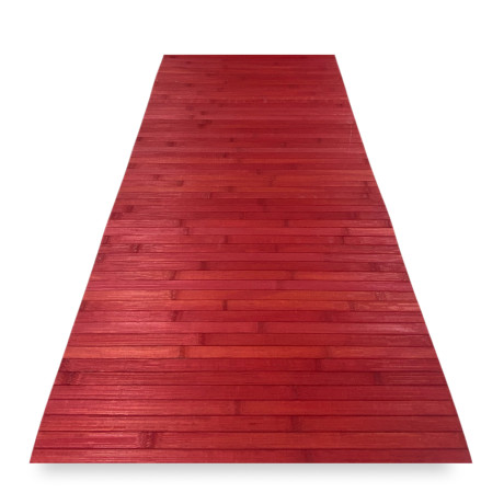 Tappeto in legno di bambù rosso tinta unita 50x75 cm con retro antiscivolo