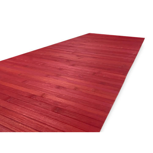 Alfombra de cocina de madera de bambú WOODY - Rojo sólido, antideslizante, fácil de limpiar