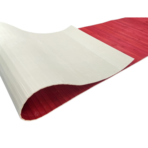 Tappeto cucina in legno di bambù WOODY - Rosso Tinta Unita, Antiscivolo, Facile da Pulire