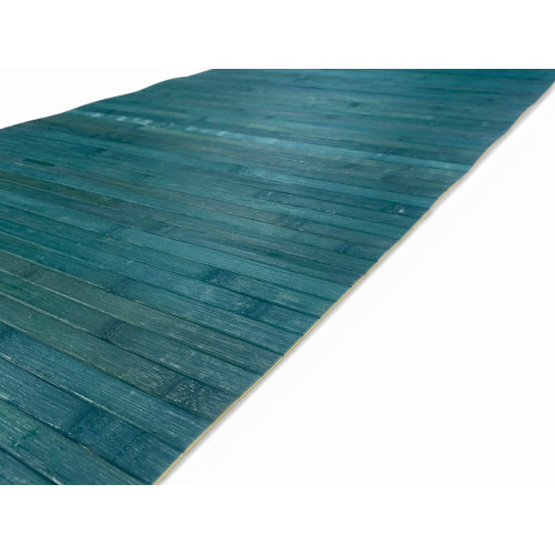 WOODY Bamboo Wood Kitchen Rug - Solid Blue, Non-Slip, Easy to Clean