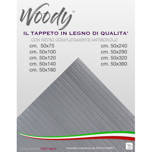 Tappeto cucina in legno di bambù WOODY - Blu Tinta Unita, Antiscivolo, Facile da Pulire
