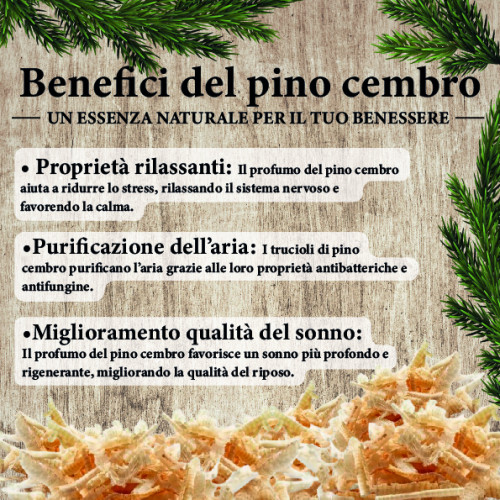 Chips de pino piñonero suizo - Dolomita Pino suizo - 100% natural y certificado - Perfumado y purificante para cojines y bolsos