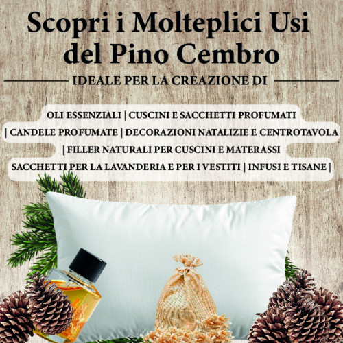 Chips de pino piñonero suizo - Dolomita Pino suizo - 100% natural y certificado - Perfumado y purificante para cojines y bolsos