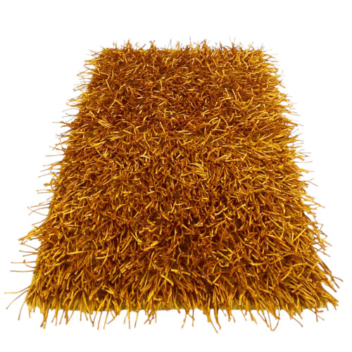 Tapis Shaggy ocre moderne - Velours de 6 cm de long - Antidérapant, 12 tailles - Noué à la main, robuste et sophistiqué