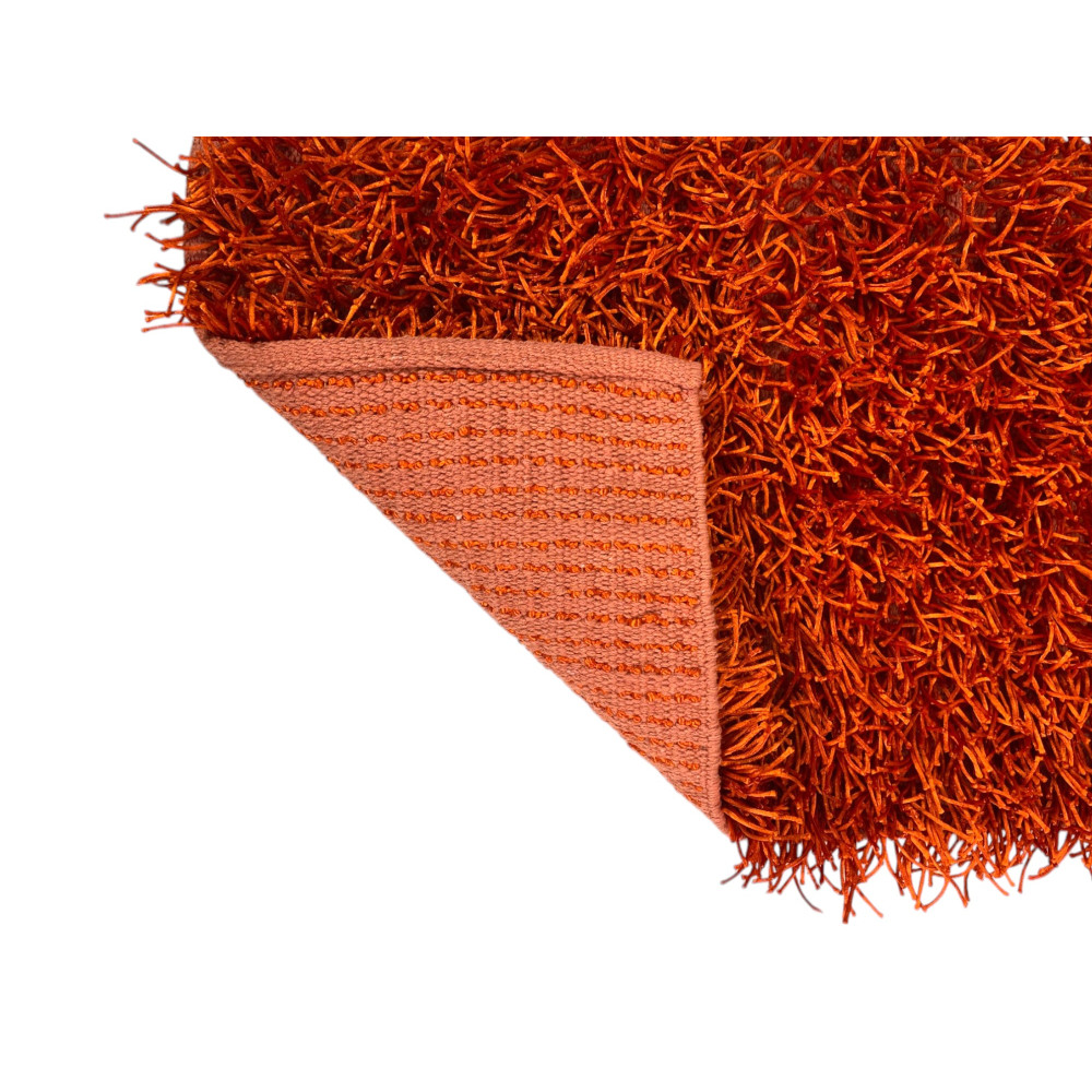Tapis Shaggy Orange Moderne - Velours de 6 cm - Antidérapant, 12 Tailles - Noué à la main, doux et durable