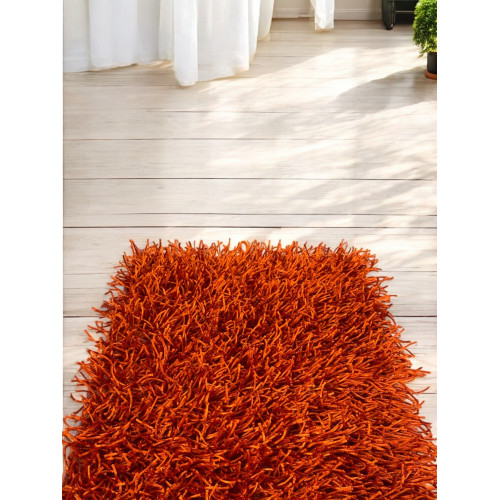 Tapis Shaggy Orange Moderne - Velours de 6 cm - Antidérapant, 12 Tailles - Noué à la main, doux et durable