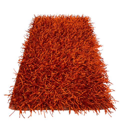 Tappeto Shaggy Arancio Moderno - Pelo Lungo 6 cm - Antiscivolo, 12 Misure - Annodato a Mano, Morbido e Resistente