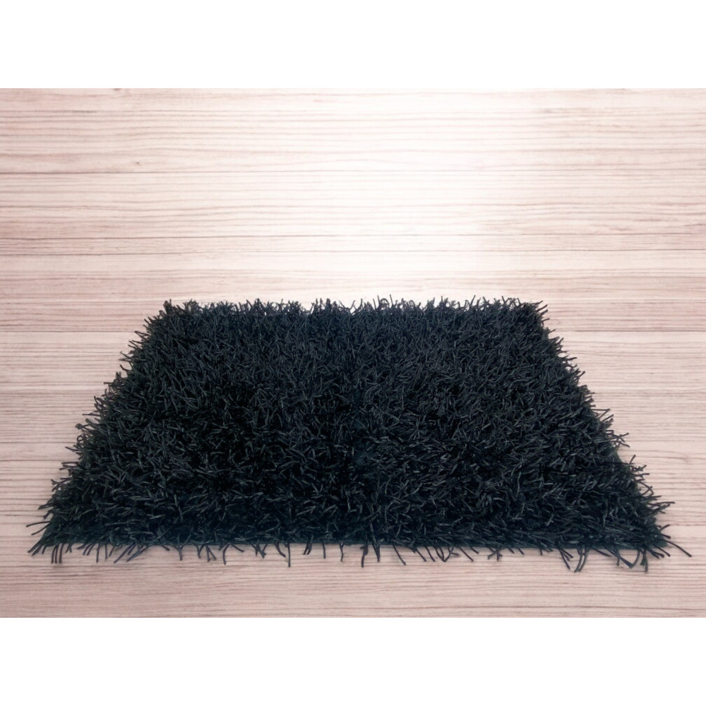 Alfombra Negra Moderna - Pelo de 6 cm de largo - Antideslizante, 12 tamaños - Anudada a mano, elegante y duradera
