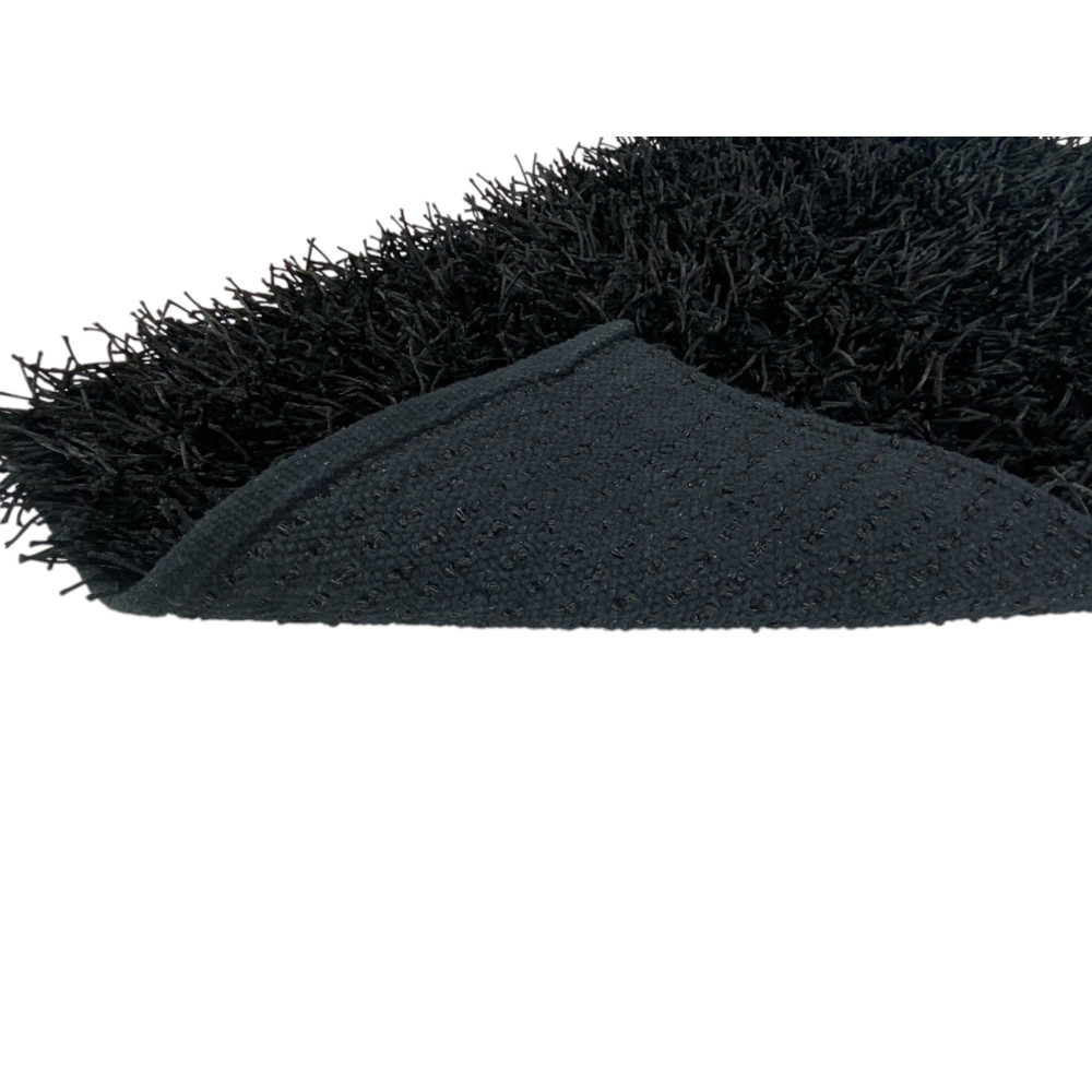 Modern Black Shaggy Rug - 6 cm Long Pile - Non-Slip, 12 Sizes - Hand-Knotted, Elegant and Durable