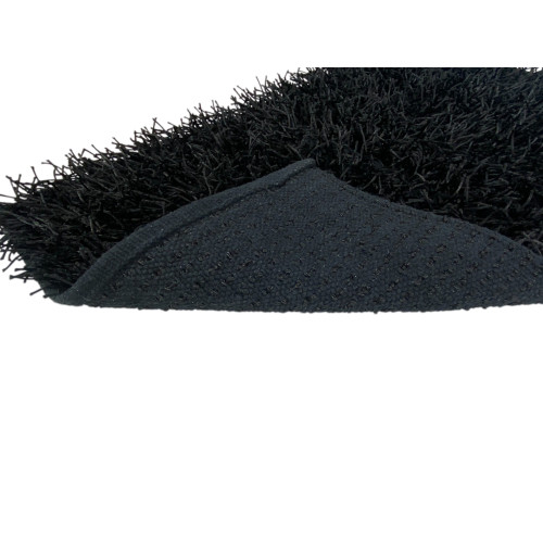 Alfombra Negra Moderna - Pelo de 6 cm de largo - Antideslizante, 12 tamaños - Anudada a mano, elegante y duradera
