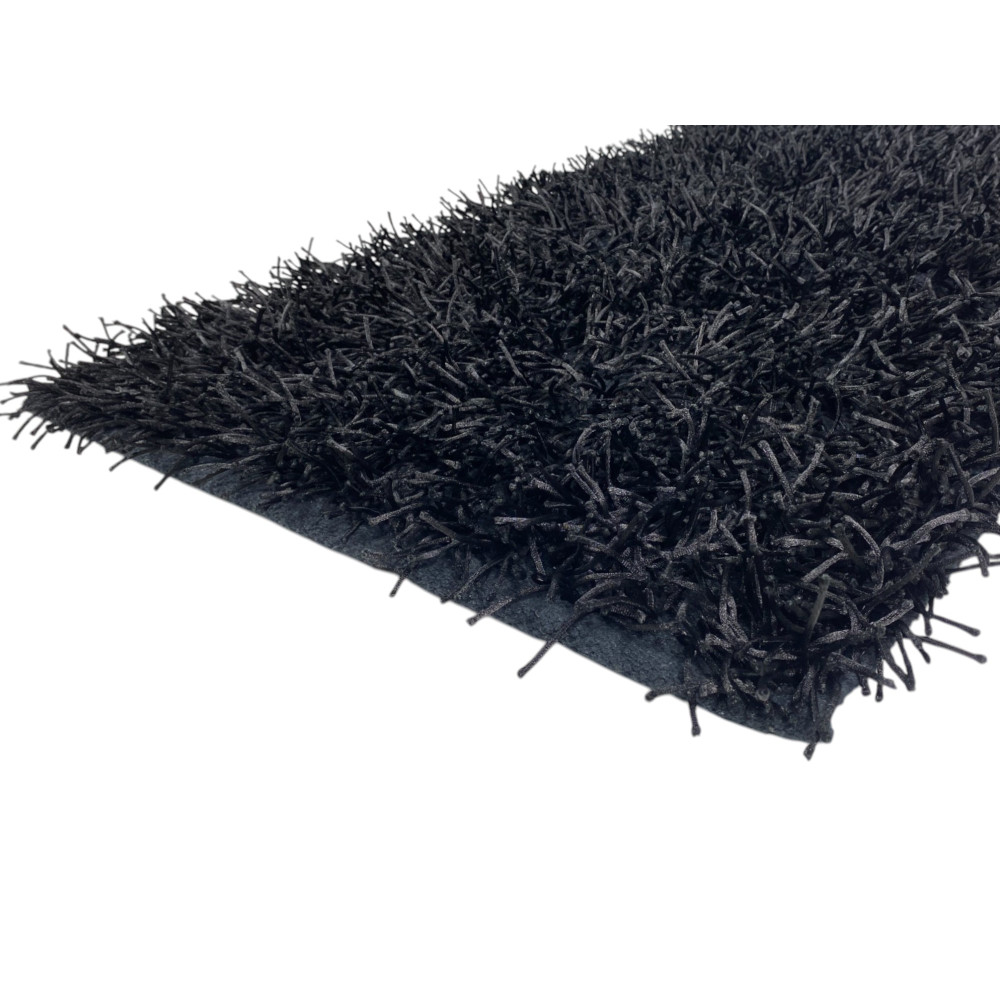 Modern Black Shaggy Rug - 6 cm Long Pile - Non-Slip, 12 Sizes - Hand-Knotted, Elegant and Durable