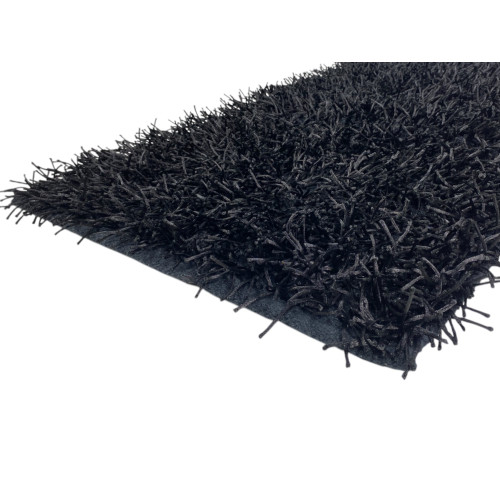Tappeto Shaggy Nero Moderno - Pelo Lungo 6 cm - Antiscivolo, 12 Misure - Annodato a Mano, Elegante e Resistente