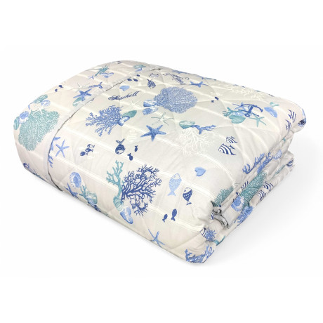 Couvre-lit en coton matelassé avec des corails, bleus