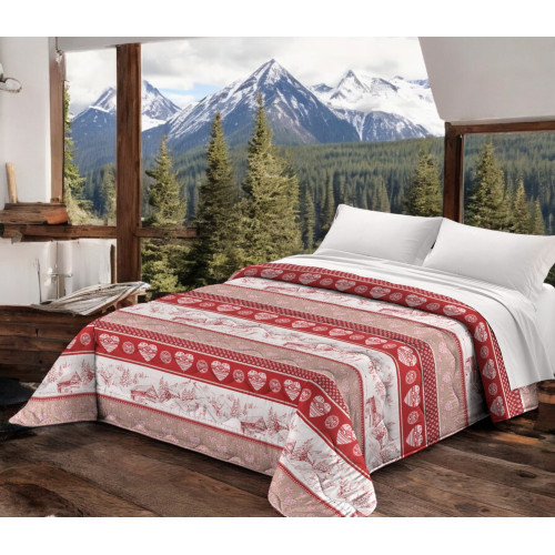 QUILTED © BEDSPREAD RED TYROLEAN GERMAGNANO BOW Made in Italy