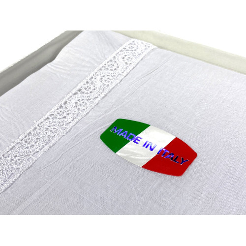 SHEET SET with MACRAMÉ frame insert White double bed Made in Italy BRIDAL IDEA