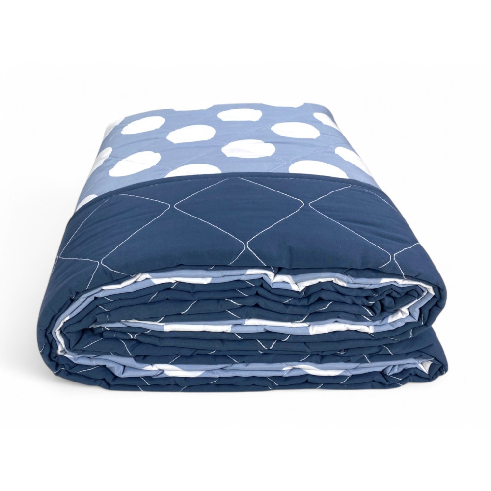 Couette noeud – couvre-lit matelassé à pois bleus – mi-saison, microfibre douce – Fabriqué en Italie