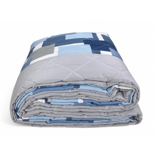 Trapuntino Fiocco – Copriletto Trapuntato Quadri Blu – Mezza Stagione, Microfibra Morbida – Made in Italy