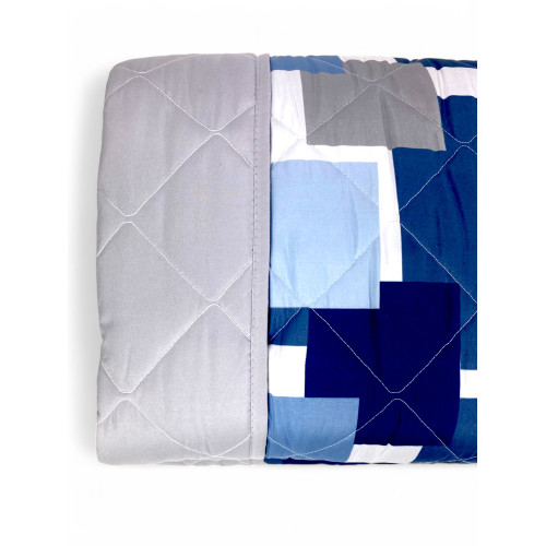 Bow Quilt – blau karierte Steppdecke – Zwischensaison, weiche Mikrofaser – Made in Italy