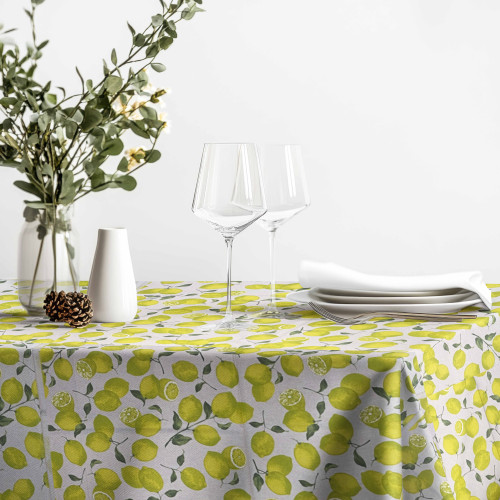 DORY SORRENTO TABLECLOTH lemon YELLOW LEMONS in cotton