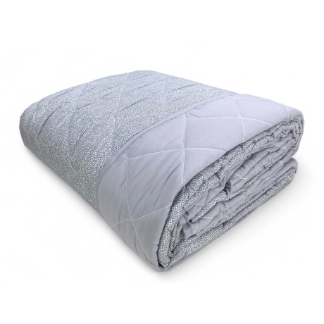 Colcha acolchada gris niño – Diseño de micropuntos en gris y blanco, estilo moderno