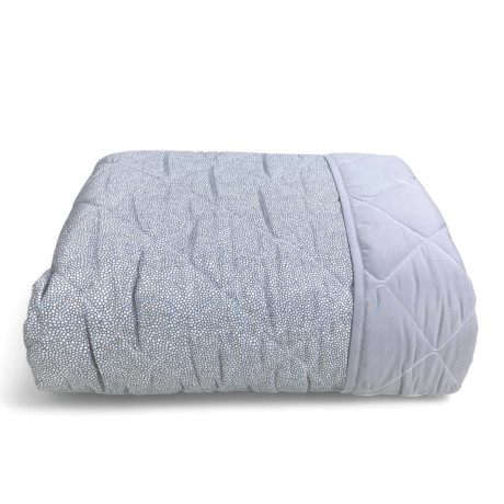 Colcha acolchada gris niño – Diseño de micropuntos en gris y blanco, estilo moderno