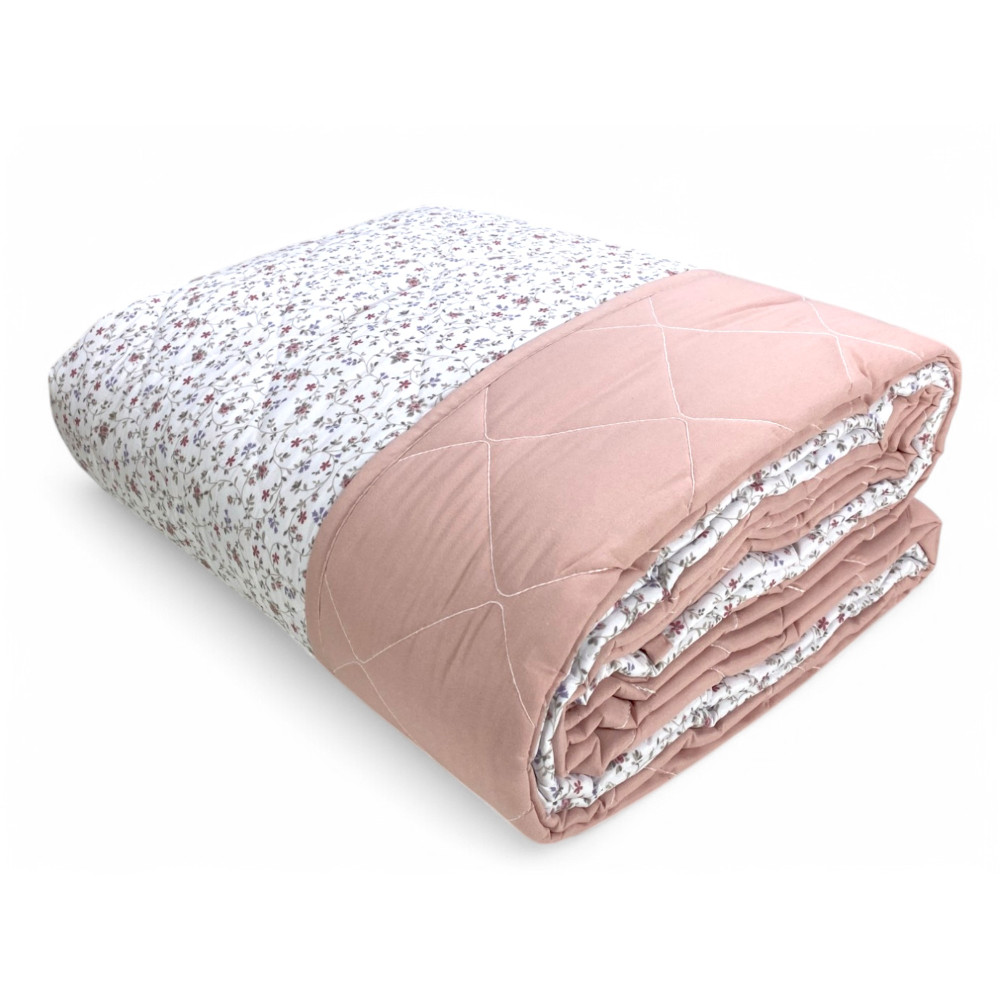 Couette Fiorellino rose - Couvre-lit matelassé mi-saison - Microfibre douce - Fabriqué en Italie