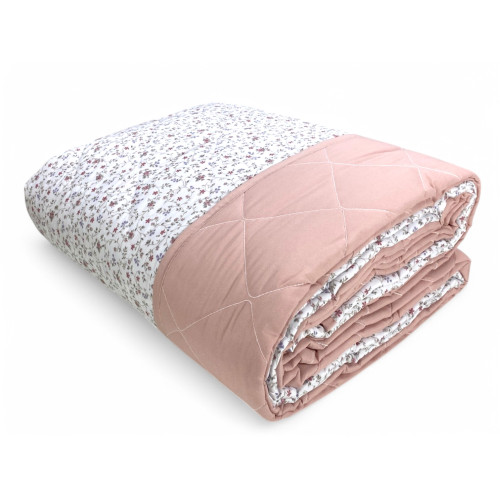 Edredón de lazo de flores rosas - Colcha acolchada de entretiempo - 100% microfibra suave - Made in Italy