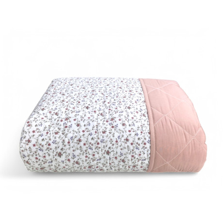 Couette Fiorellino rose - Couvre-lit matelassé mi-saison - Microfibre douce - Fabriqué en Italie