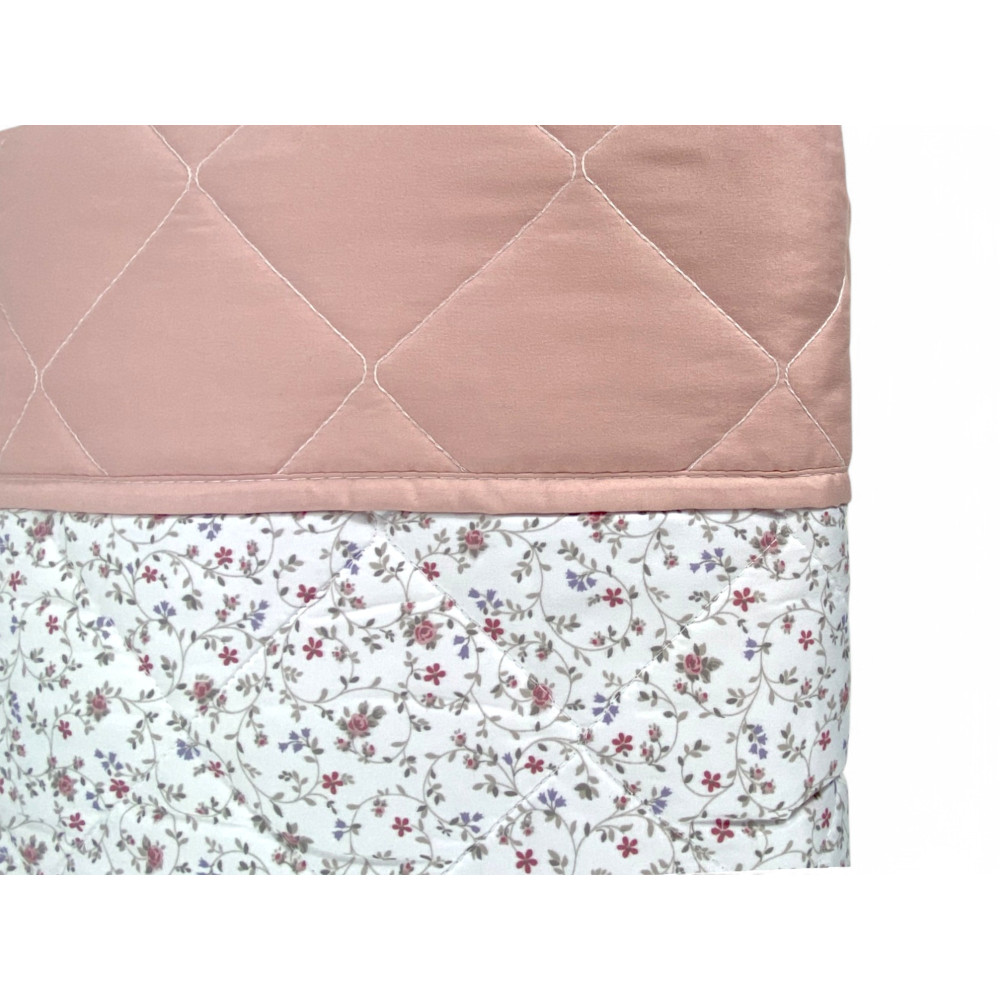 Rosa Blumenschleife Quilt - Gesteppte Tagesdecke für die Zwischensaison - 100% weiche Mikrofaser - Made in Italy