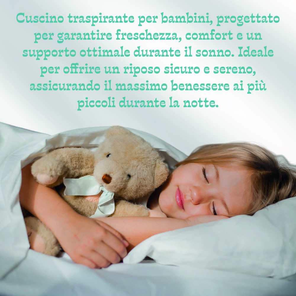 Baby Bed Cushion 40x60 cm, Breathable, Hypoallergenic, Anti-mite, 100% Made in Italy Cotton, Soft and Safe for Babies